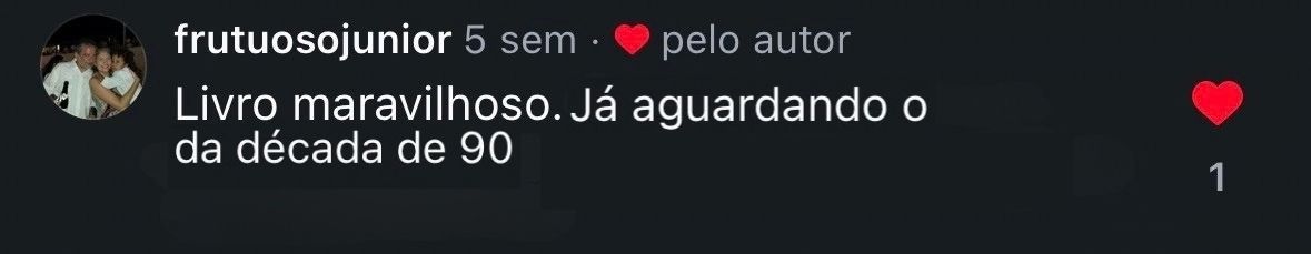 Comentário de frutuosojunior: Livro maravilhoso. Se depois saísse em papel, seria melhor ainda. Já aguardando o da década de 90.